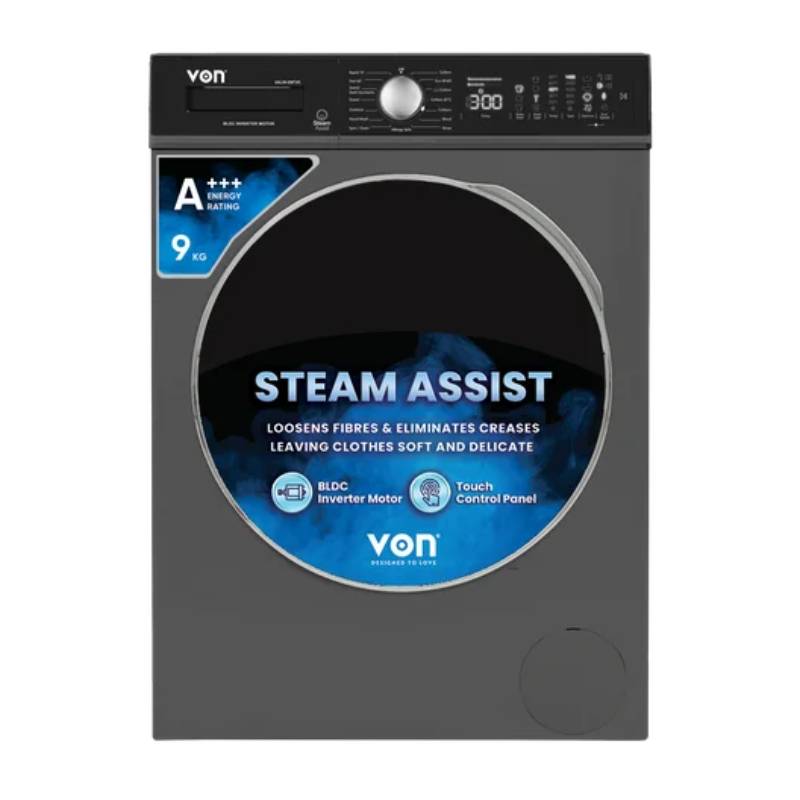 Von Front Load Washing Machine 9Kg, Silver Inverter Motor Valw-09Fvk