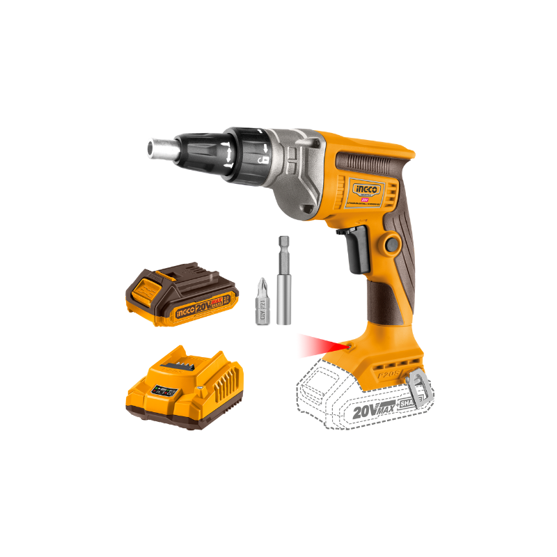 Ingco Cordless Drywall Screwdriver 20V With Battey &Amp; Charger Cdsli204200