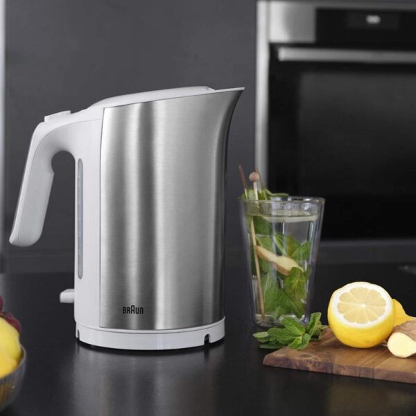 Braun Kettle 1.7L Electric Jug 3000W Power Silver Automatic Shut-Off Temperature Control, Rapid Boil Wk501Bi-Wk5110Bk