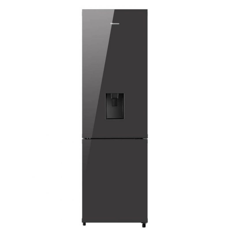Hisense Refrigerator 263L Water Dispenser, Bottom Freezer, Defrost Cooling, A+ Energy Class, Recessed Handle, Big Guard, Led Light, Tempered Glass Black Mirror H370Bmib-Wd