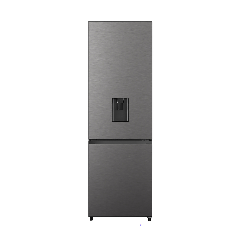 Hisense Refrigerator 347L Bottom Freezer Ultra-Slim Water Dispenser, Frostless Technology, Soft Led Lighting, Low Noise, Titanium Inox H450Bit-Wd