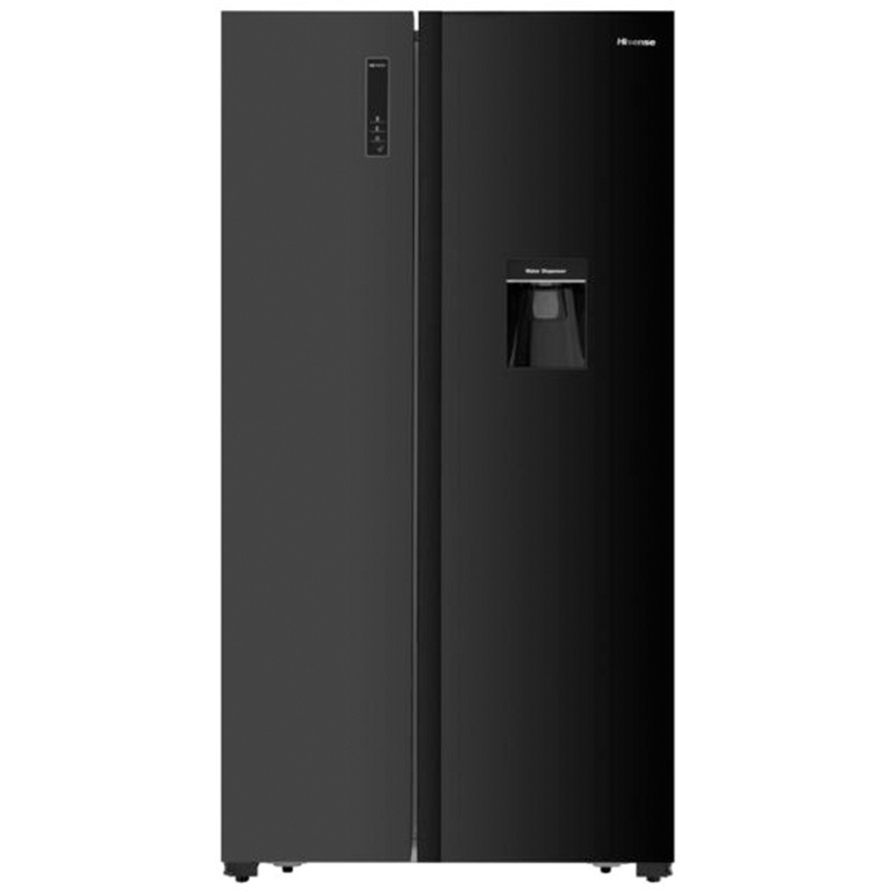 Hisense Refrigerator 504L Side By Side Door, Water Dispenser, Led Touch, Black Glass H670Smib-Wd