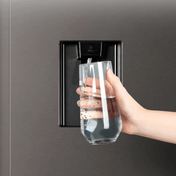 Hisense Refrigerator 508L Side By Side Door With Water Dispenser, No-Frost, Titanium Inox H670Sit-Wd