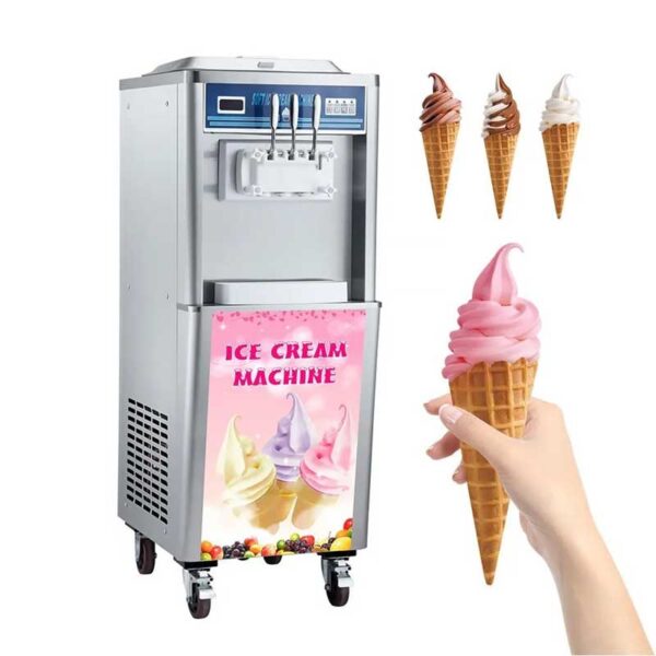 Generic Commercial Soft Serve Ice Cream Machine With 3 Dispensers 25L/H