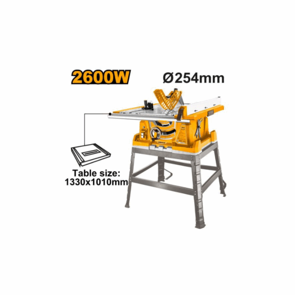 Ingco Table Saw 254Mm 2600W With 4 Leg Steel Stand Ts26005