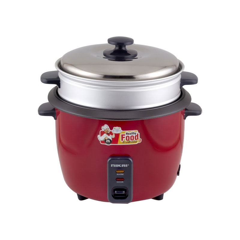 Nikai Rice Cooker 1.8L NonStick 700W Thermostat Control Detachable Power Cord Non-Stick Teflon Coated Inner Pot Aluminum Steamer Keep Warm Function NR672N1