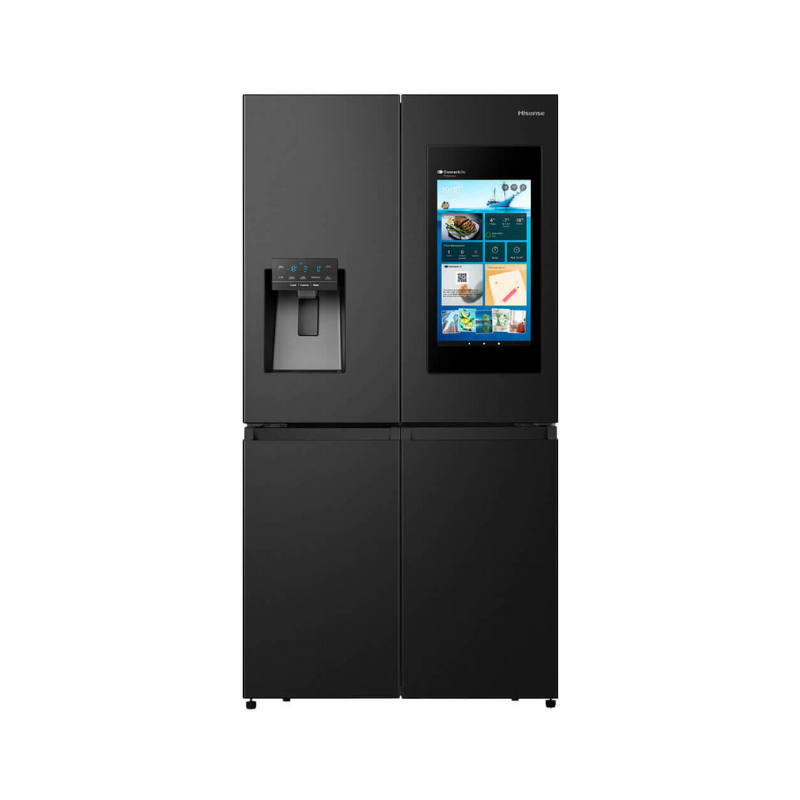 Hisense Refrigerator 536L French Door With Plumbed Led Screen, Wifi, Water &Amp; Ice Dispenser Black Stainless Steel H750Fsb-Ids