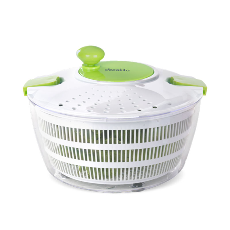 Decakila Manual Salad Spinner 4L 24.3x24.3x16.3 CM Fruits and Vegetables Quick Dryer Dry off and Drain Lettuce and Vegetable Wash & Salad Making Bowl with Plastic Colander KMTT088W