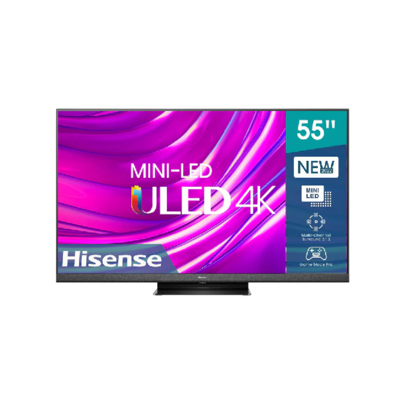 Hisense Mini-Led Pro Quantom Uled Uhd 4K Smart Tv With Quantum Dot Colour, Dolby Vision Iq, Hdr 10+, Game Mode Pro, Voice Remote 55U8H/K