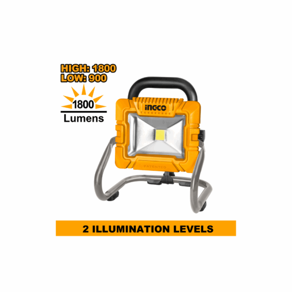 Ingco Cordless Portable Led Work Lamp 20W With High &Amp; Low Lumen Setting Cwli2025