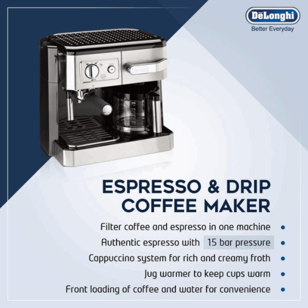 Delonghi Combi Coffee Maker 1750W Combi Espresso &Amp; Filter Coffee Maker Bco420