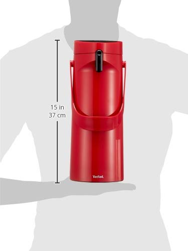 Tefal Pump Vacuum Jug Flask Ponza 1.9L Red Flask Insulated With Inner Glass K3140314