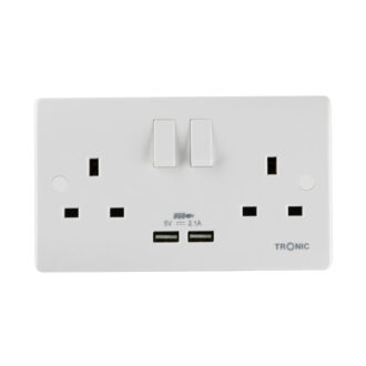 Tronic Twin Switch Socket With 2 Usb