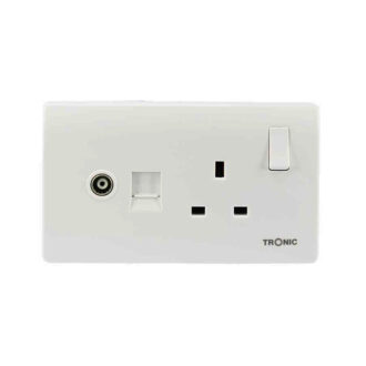Tronic Single Switch Socket With 1 Gang Tv Socket And 1 Data Socket