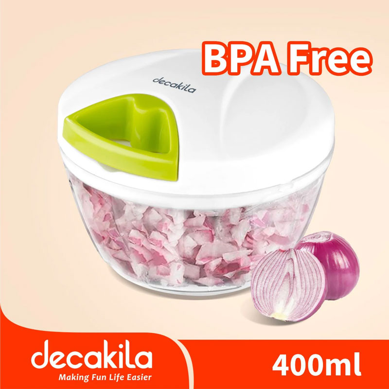 Decakila Manual Vegetable Chopper 400ML - SS Blade Easy to Use Safety Design Dishwasher Safe - Ideal for Vegetable KMTT084W