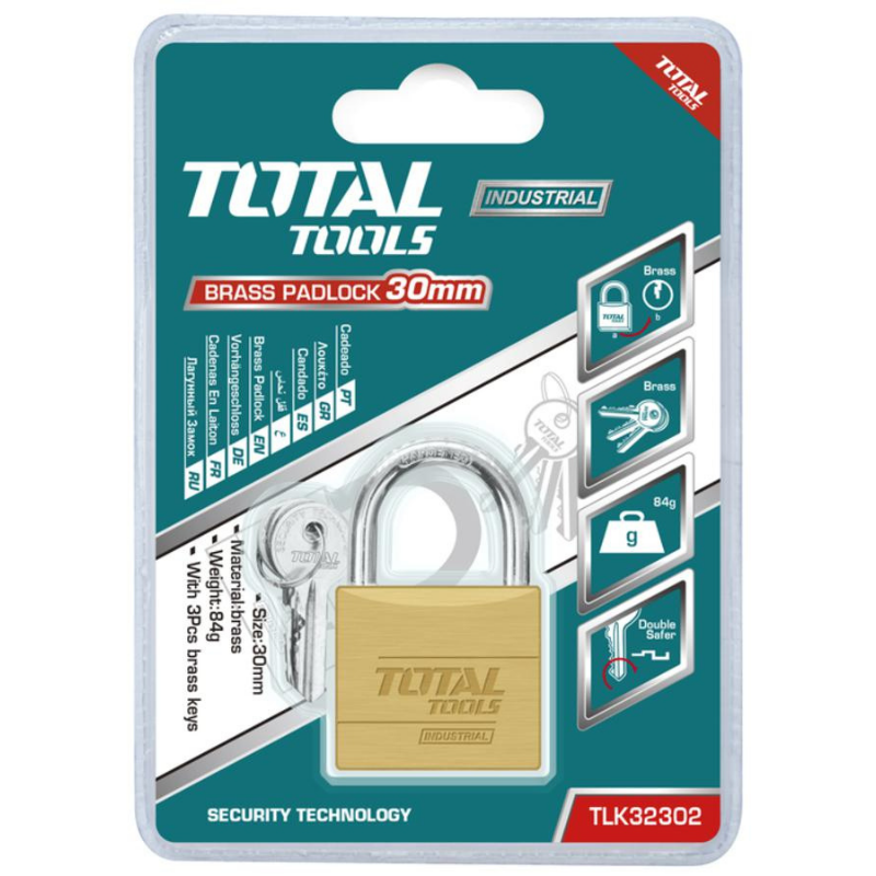 Total Brass Padlock 30mm Heavy Duty TLK32302