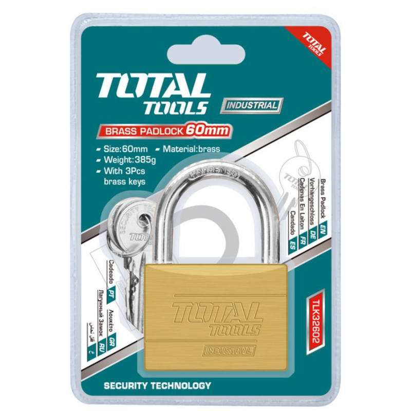 Total Brass Padlock 60mm Heavy Duty TLK32602