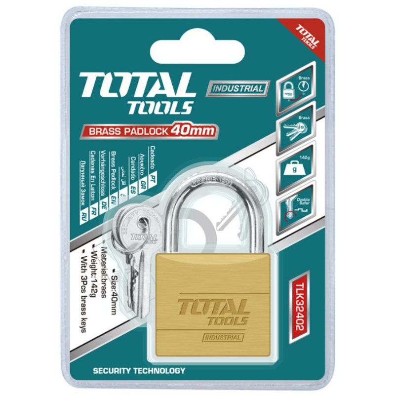 Total Brass Padlock 40mm Heavy Duty TLK32402