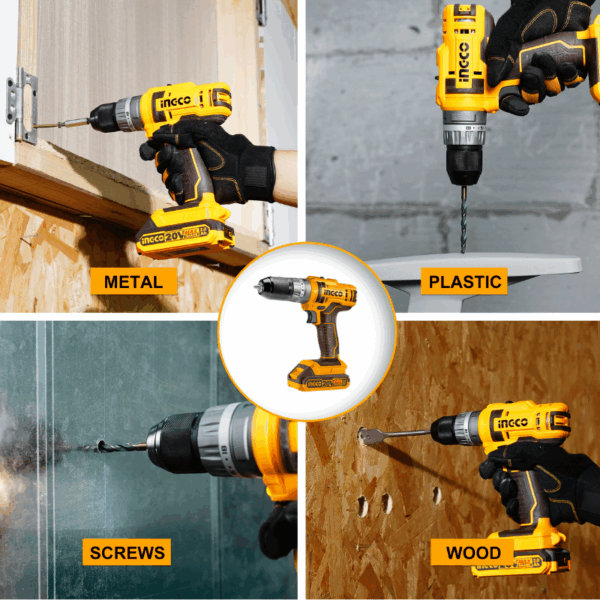 Ingco Impact Drill Machine Lithium-Ion 20V 45Nm With 47Pcs Accessories Cidli201452