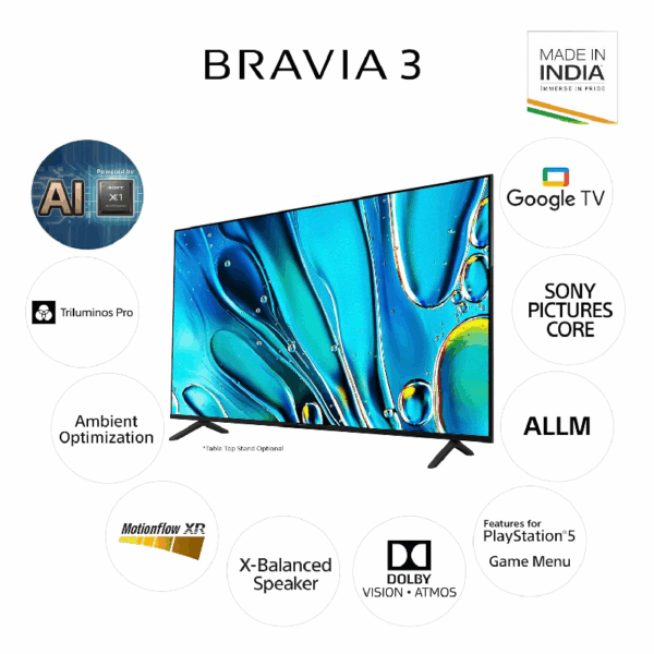 Sony Bravia 65&Quot; Led Uhd 4K Smart Google Tv With 4K Hdr Processor X1™, Motionflow™ Xr, Triluminos Pro, Airplay K-65S30E51