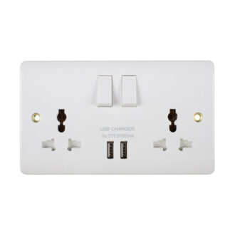 Tronic Universal Switch Socket Twin With 2 X Usb