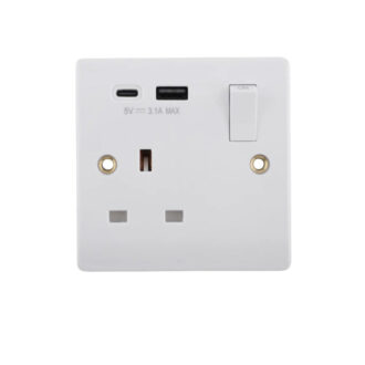 Tronic Single Switch Socket With Type C + Usb