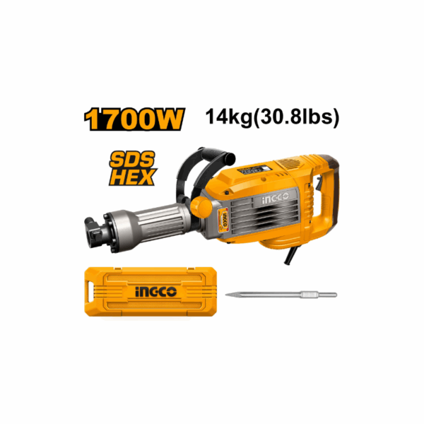 Ingco Demolition Breaker 14Kgs 1700W With Hex Chuck System Pdb170068