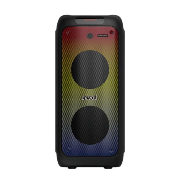 Evvoli Portable Party Speaker Bluetooth With Two Wireless Mic Splashproof Design 160W Pt160B