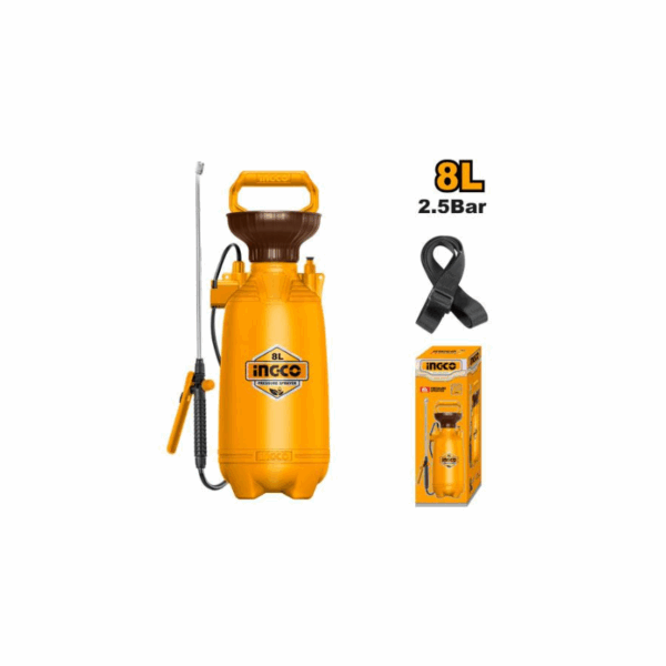 Ingco Hand Pressure Sprayer 8L With On/Off Trigger &Amp; Trigger Lock Hspp30802