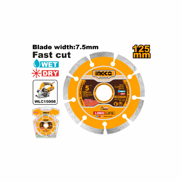 Ingco Dry Diamond Disc 125Mm(5&Quot;)X22.2Mm Dmd011254