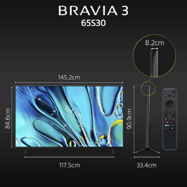 Sony Bravia 65&Quot; Led Uhd 4K Smart Google Tv With 4K Hdr Processor X1™, Motionflow™ Xr, Triluminos Pro, Airplay K-65S30E51