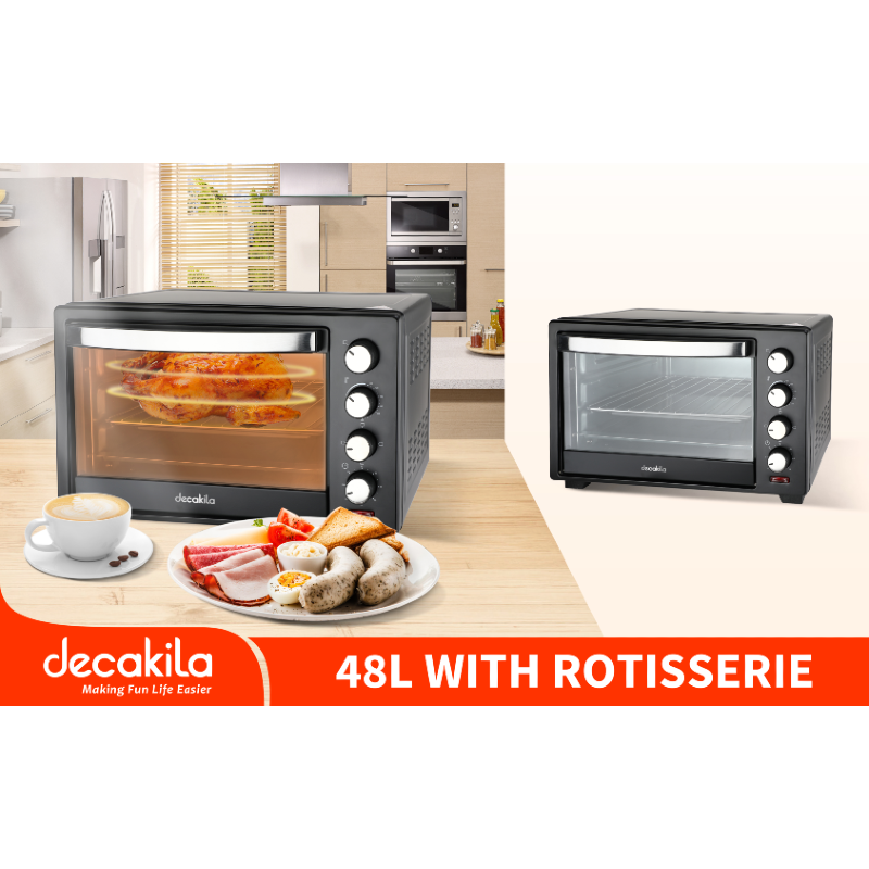 Decakila Toaster Oven 50L 2000W 2 in 1 Adjustable Temperature Control MIni Oven BreakFast Maker KEEV011B
