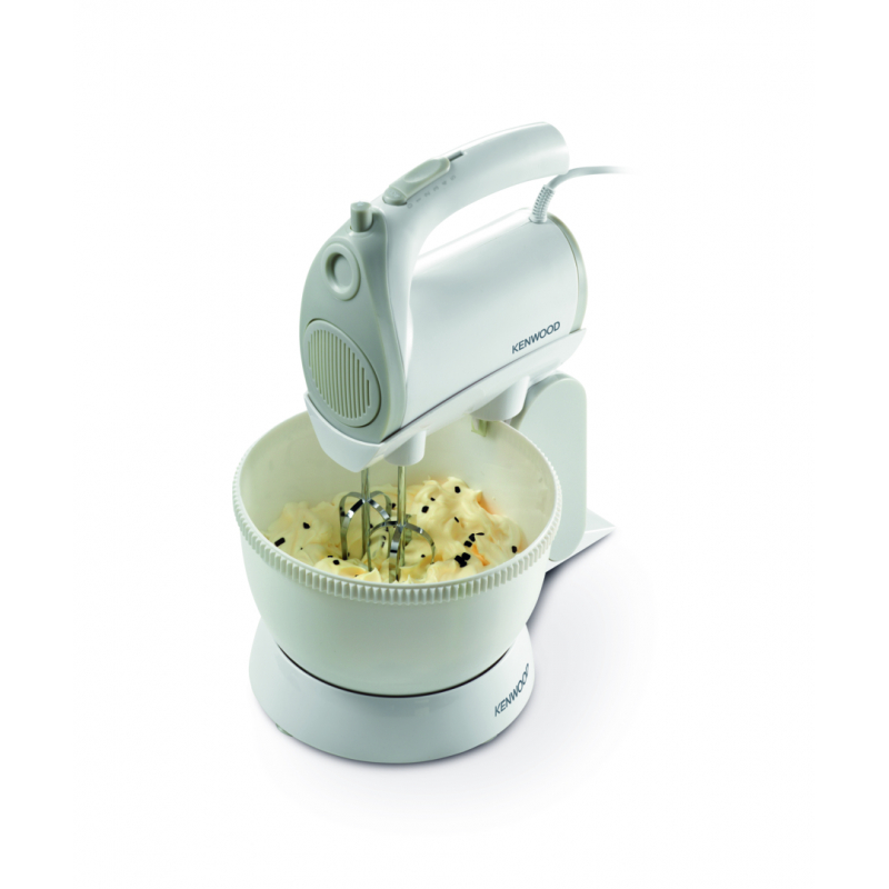 Kenwood Stand Mixer Hand (Electric Whisk) 300W With 2.4L Rotary Bowl 5 Speeds + Turbo Button Twin Stainless Steel Kneader And Beater For Mixing Whipping Whisking Kneading HMP22.000WH