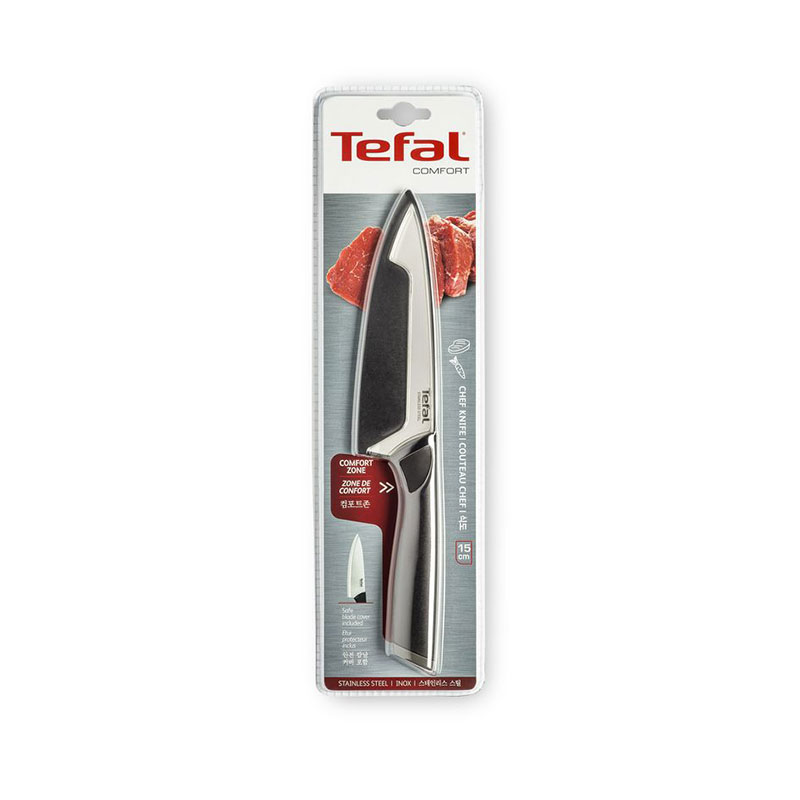 Tefal Comfort Chef Knife 20cm Ideal For Slicing & Chopping All Types of Food High Performance Stainless Steel K2213204