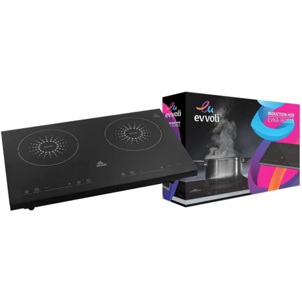 Evvoli Induction Hob 2 Burner Soft Touch Control With 9 Stage Power Setting 3500W Ih201B