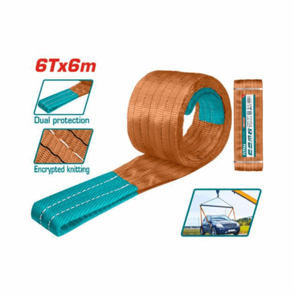 Total Nylon Webbing Sling 6Tx6M, 180Mm With No Fixed Wear Points Thtws0606