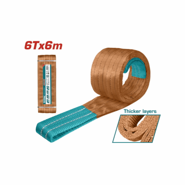 Total Nylon Webbing Sling 6Tx6M, 180Mm With No Fixed Wear Points Thtws0606