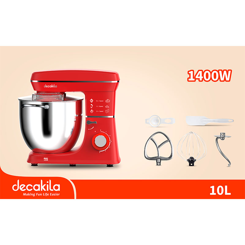 Decakila Stand Mixer 1400W 5L 6 Speeds With Pulse Lift-able Head Mixer With Transparent Splash Guard Plastic Body KEMX017R