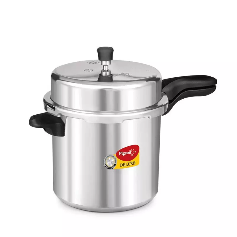 Pigeon Pressure Cooker 12L 106 Deluxe Aluminium Outer Lid Gas Stove Compatible Ergonomically Designed Handle Pancake Pan Flat Pan Dosa Pan PP12