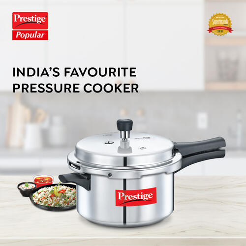Prestige Pressure Cooker - 4L Capacity, Virgin Aluminum Construction, Features Precision Weight Valve, 10007.