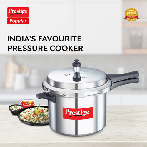 Prestige Pressure Cooker - 5L Capacity, Virgin Aluminum Construction, Features Precision Weight Valve - 10013