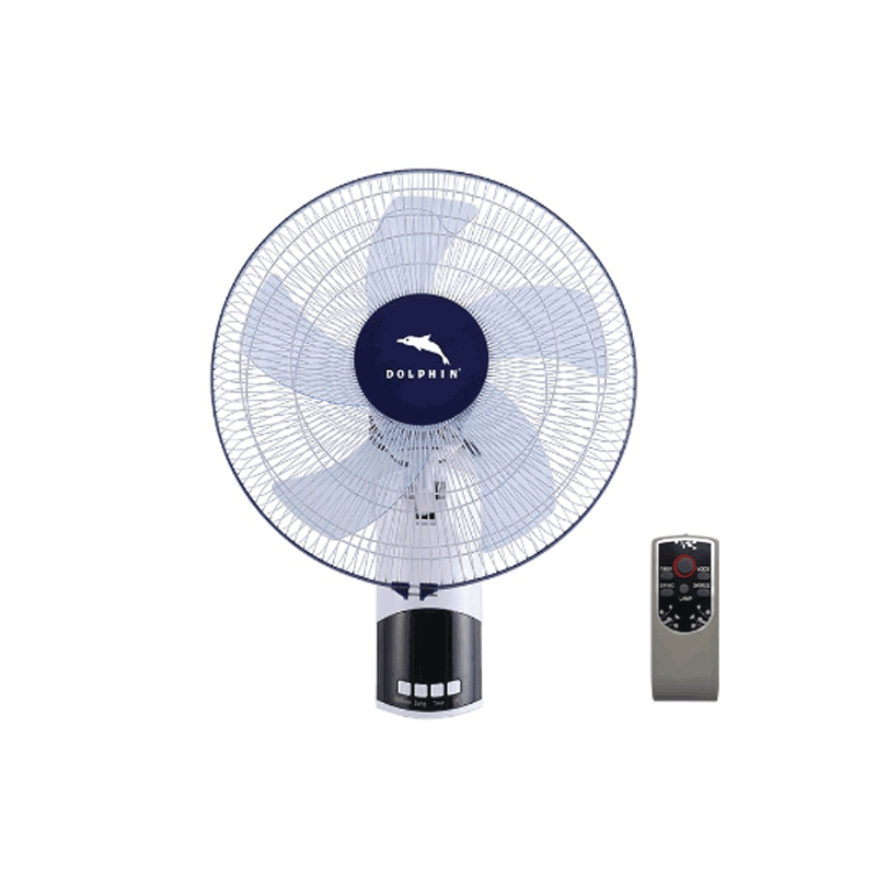 Dolphin Wall Fan - 16-Inch, Five Blades, Indoor Use, with Remote Control, ME-1605WP-R.