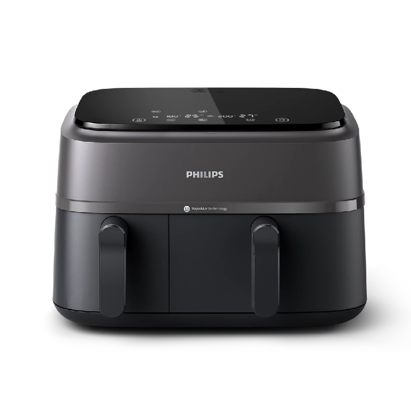 Philips Dual Basket Air Fryer 9L 2750W with LED Display, 8 Presets, Rapid Airflow Design NA350/00