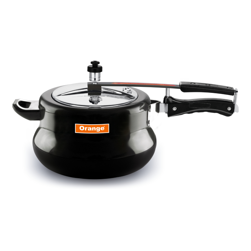 Orange Black Magic Elegant Handi Pressure Cooker 5.5L With Inner Lid, Hard Anodized Oapc203