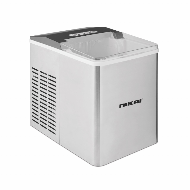 Nikai Ice Maker 1.8L Tank 9 Ice Cubes Per Cycle 12Kg Ice Bin Storage 105W Nim2412A Stainless Steel Housing And Plastic Top Lid With Large Viewing Window
