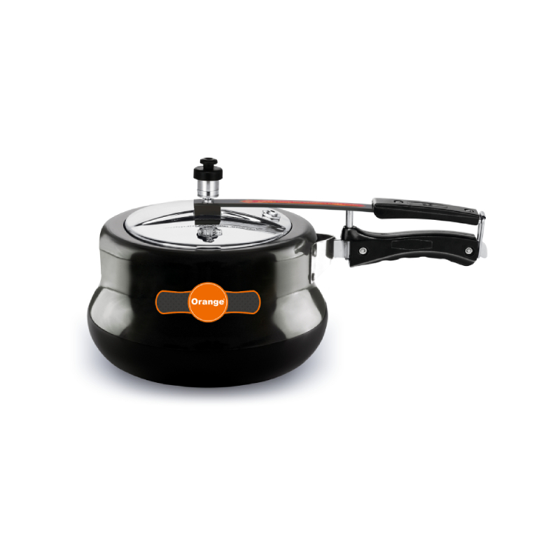Orange Black Magic Elegant Handi Pressure Cooker 3.5L With Inner Lid, Hard Anodized Oapc202