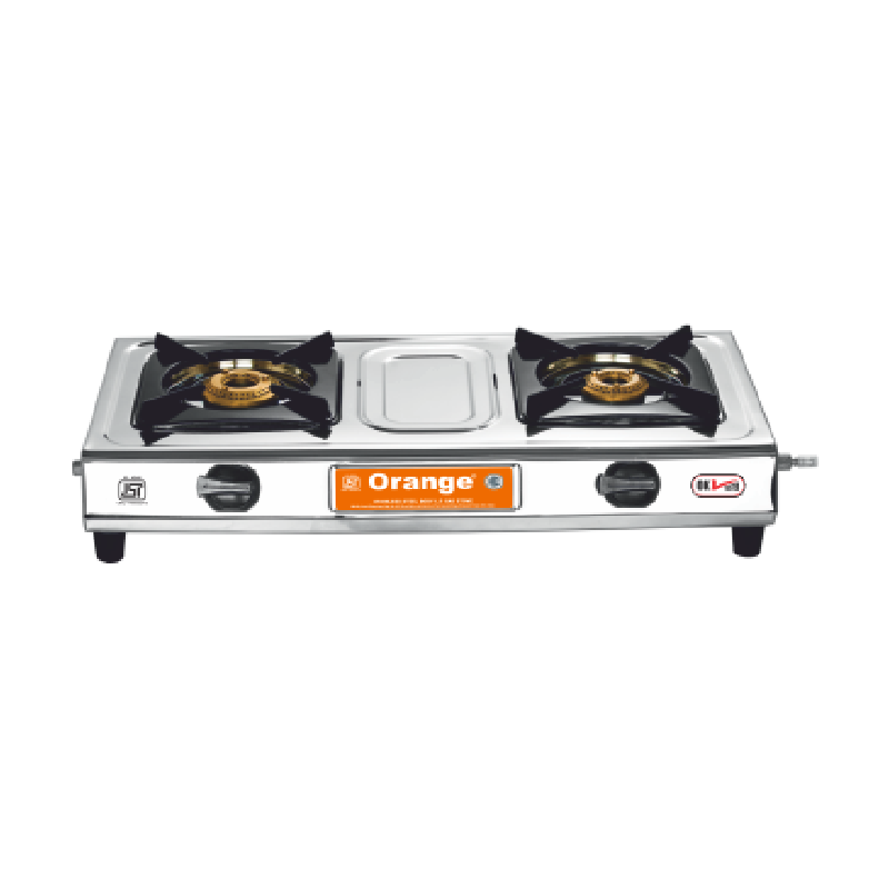 Orange Gas Stove Spectra 201 Gold With 2 Burner, Stainless Steel Body Olpg218
