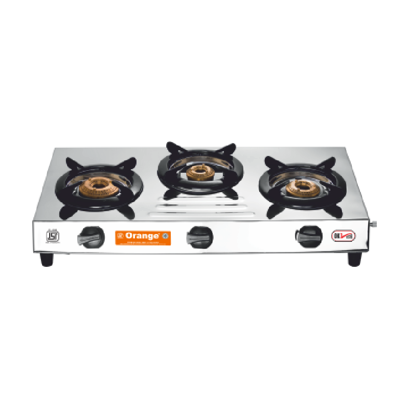 Orange Gas Stove Spectra 301 Steelo With 3 Burner, Stainless Steel Body Olpg578