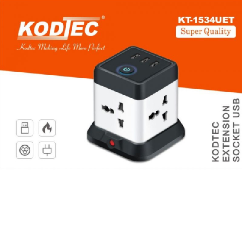 Kodtec Extension Socket 4-Way With 3 Usb Ports Kt-1534Et