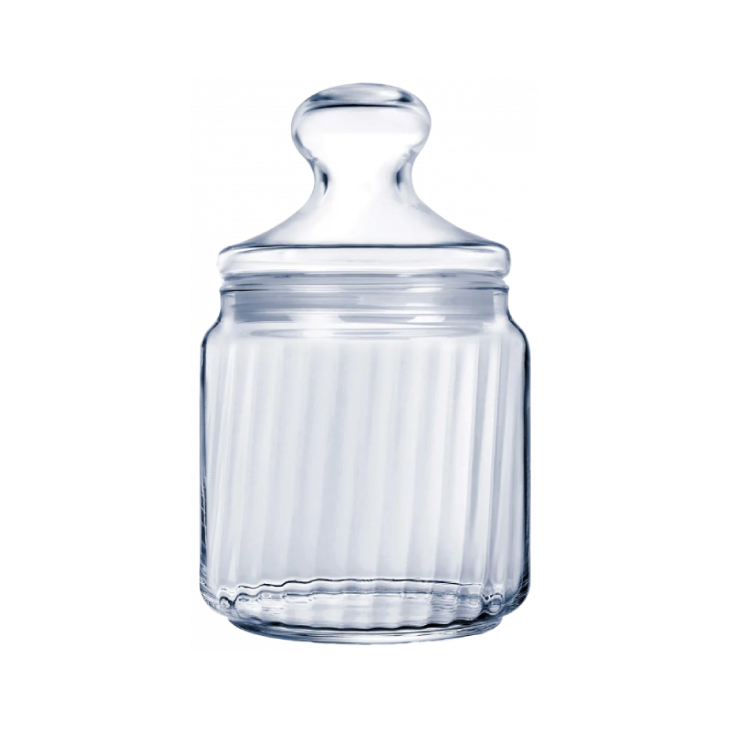Luminarc Striped Glass Jar 0.75L With Lid, Transparent V9602
